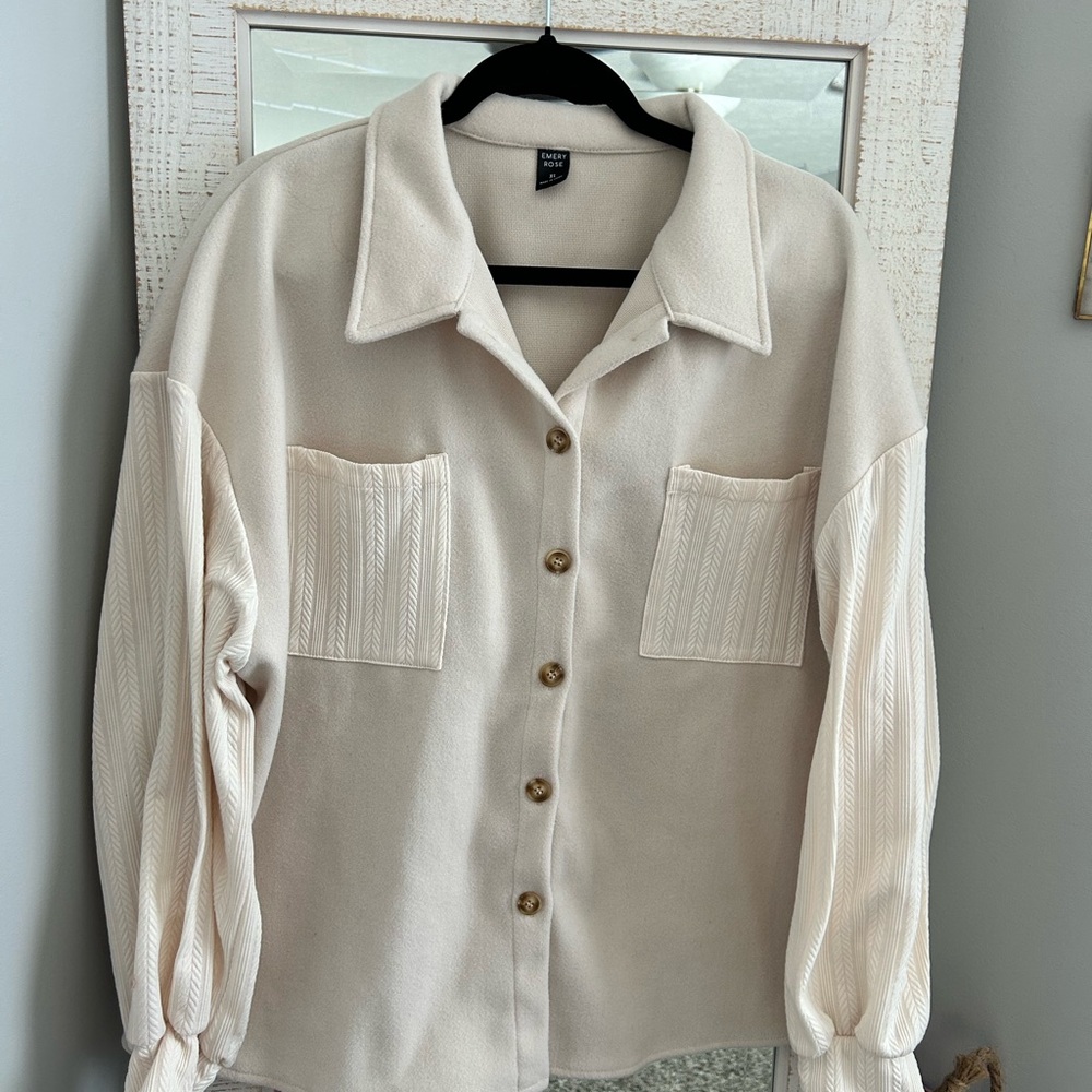 Beige Button-Up Cardigan